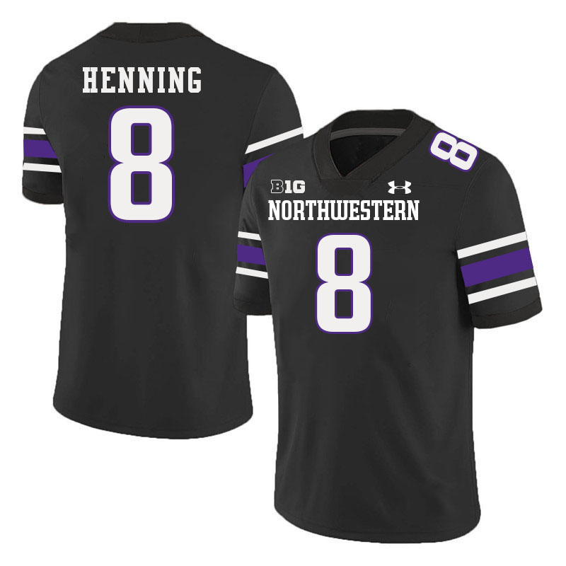 Northwestern Wildcats #8 A.J. Henning College Football Jerseys Stitched-Black